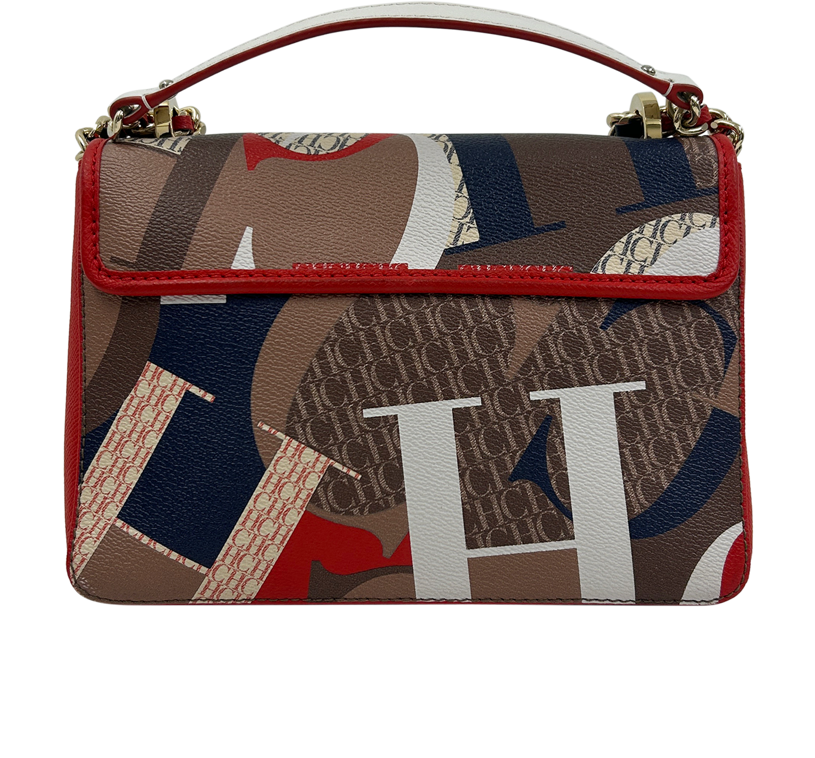 Bandolera Lona, 360&euro;, Bolso, Beige/Marrón/Rojo, Lona - General, Vista trasera